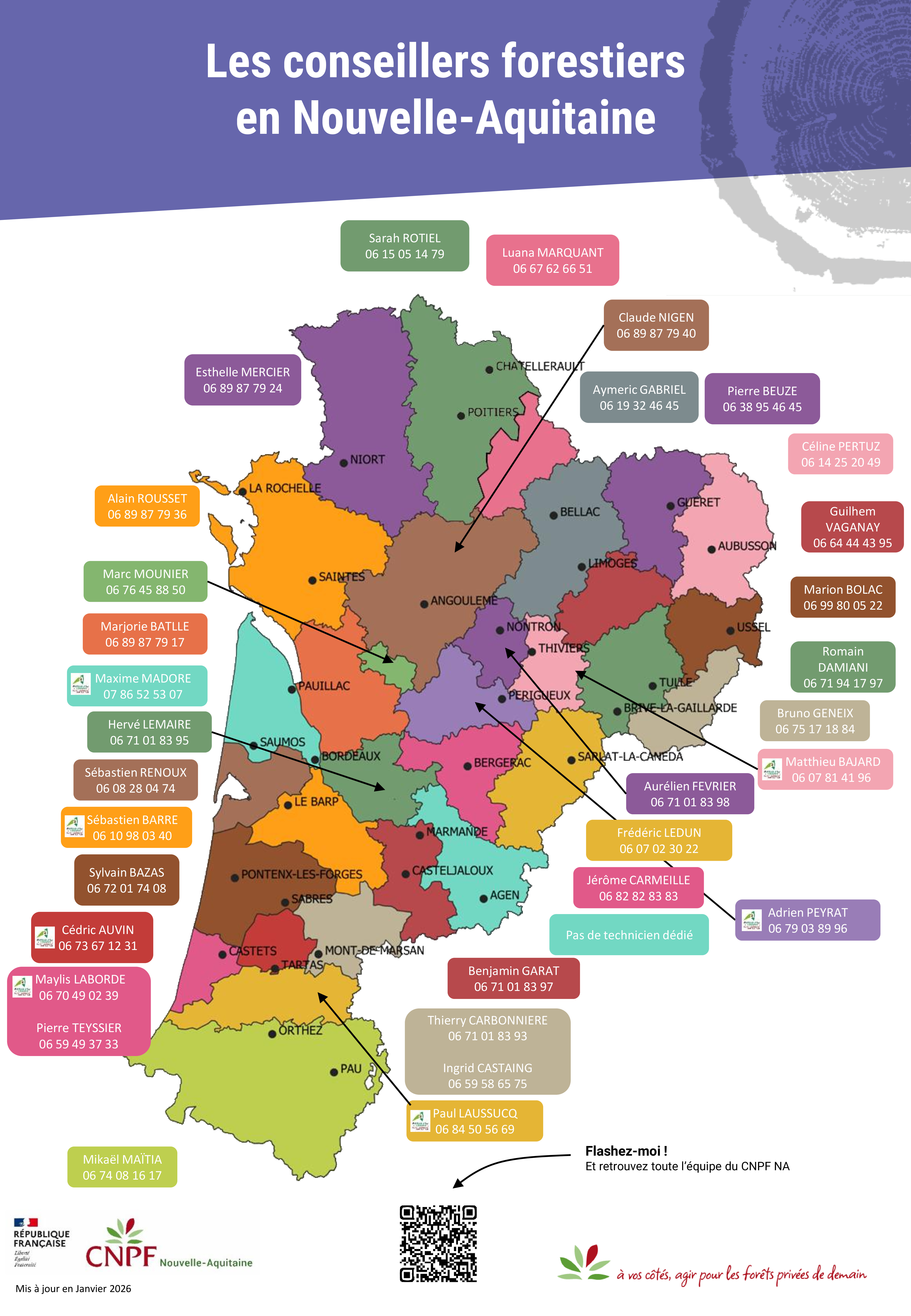 Localisation des techniciens forestiers en NA