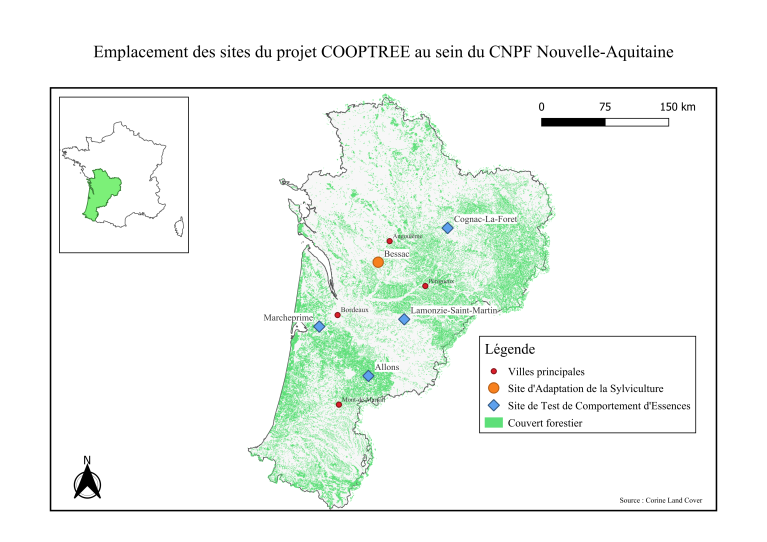 Carte des sites COOPTREE