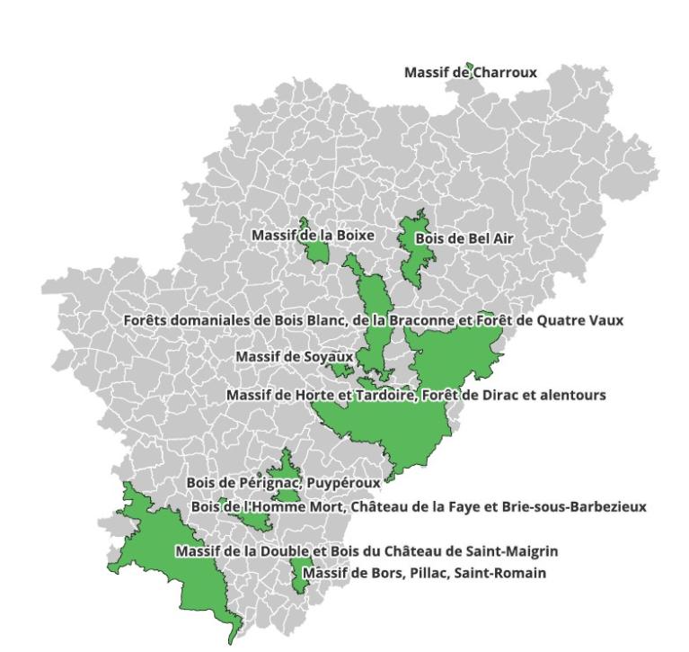 Massifs classés à risuqe en Charente